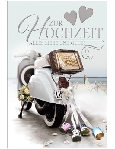 Hochzeitskarte-Mofa-Justmaried